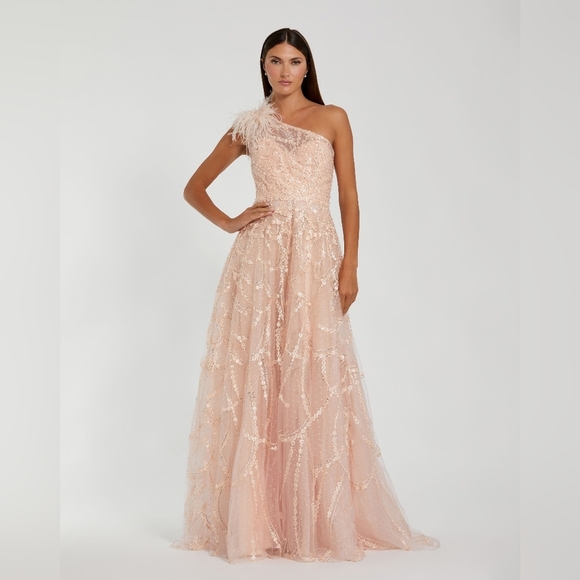 Mac Duggal Dresses & Skirts - NWT Sz 16 Mac Duggal 20398 Peach Embellished One Shoulder A Line Gown